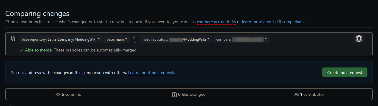 Pull Request Selection Dialog